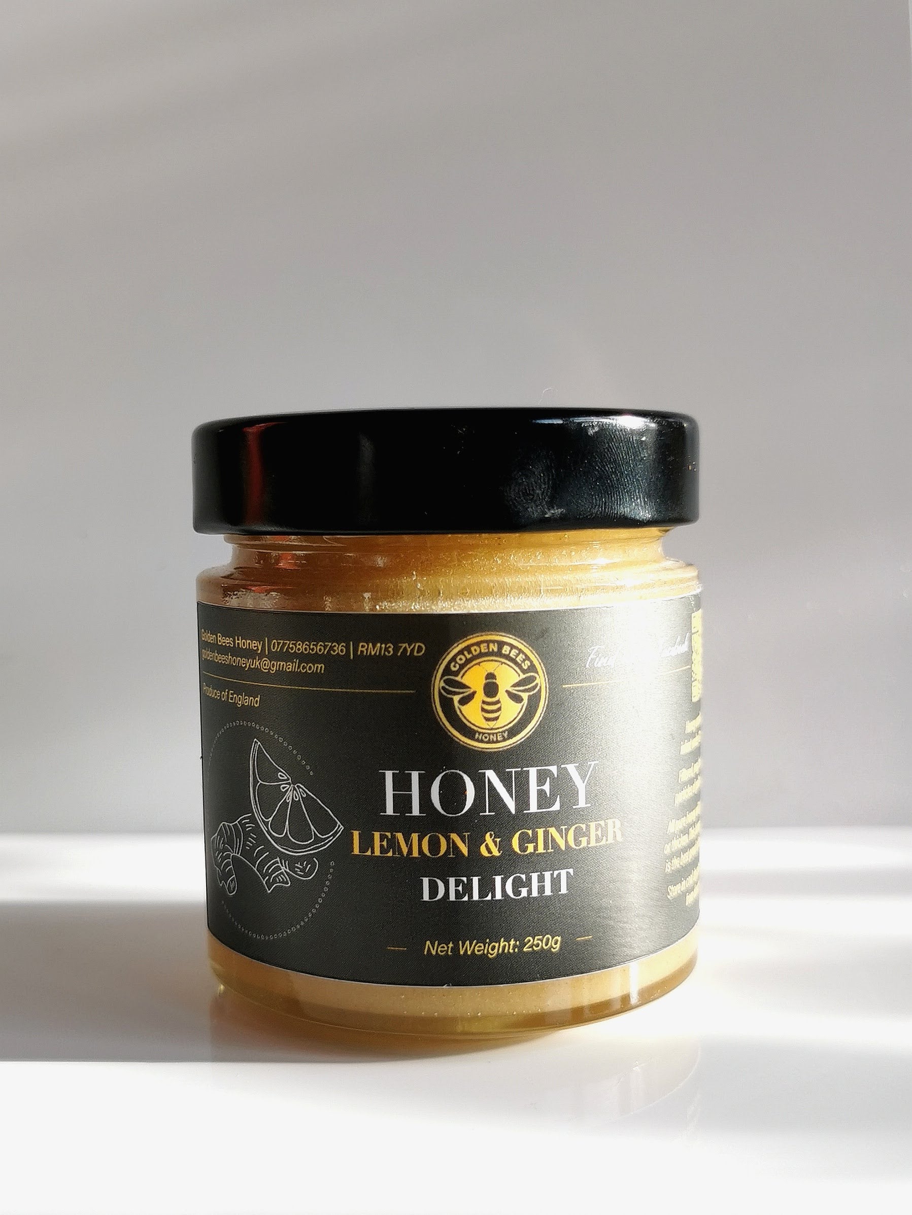 Golden Bees Lemon & Ginger Honey 250g | Raw British Honey – Golden